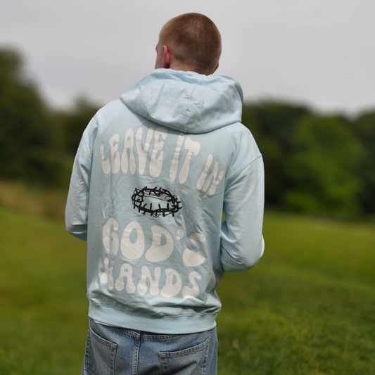 'Leave it in God's hands' Light Blue Unisex Hoodie
