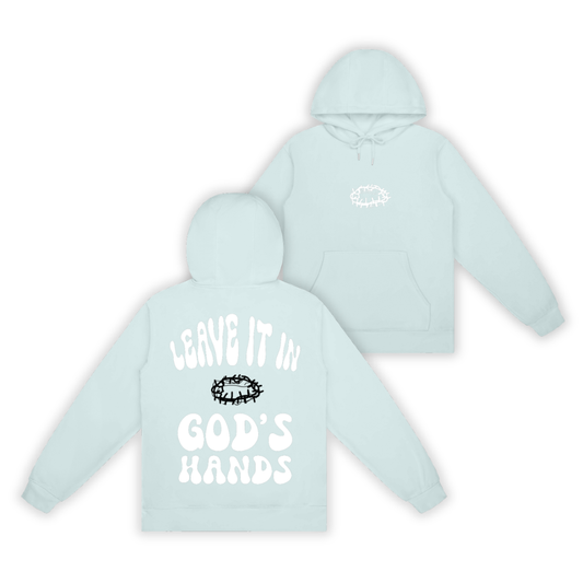 'Leave it in God's hands' Light Blue Unisex Hoodie