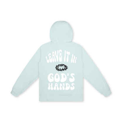 'Leave it in God's hands' Light Blue Unisex Hoodie