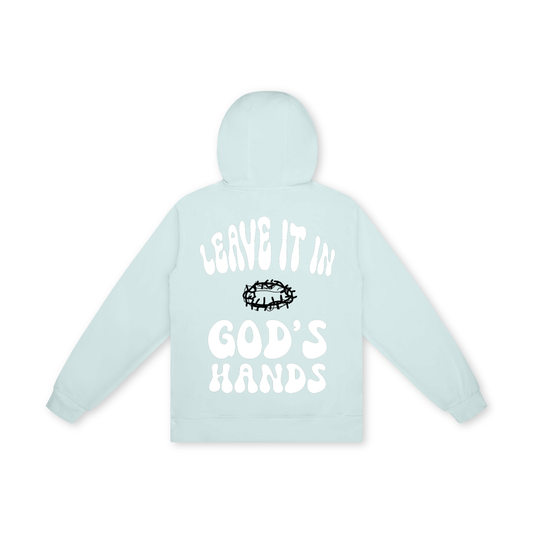 'Leave it in God's hands' Light Blue Unisex Hoodie