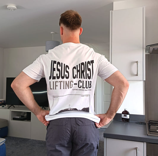 'Jesus Lifting Club' White Unisex T-shirt